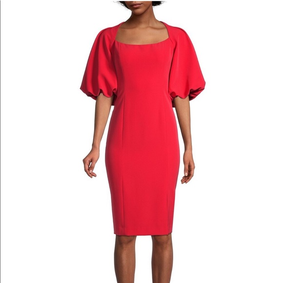 Aidan Mattox Exaggerate Puff-Sleeve Cocktail Dress - Picture 1 of 14